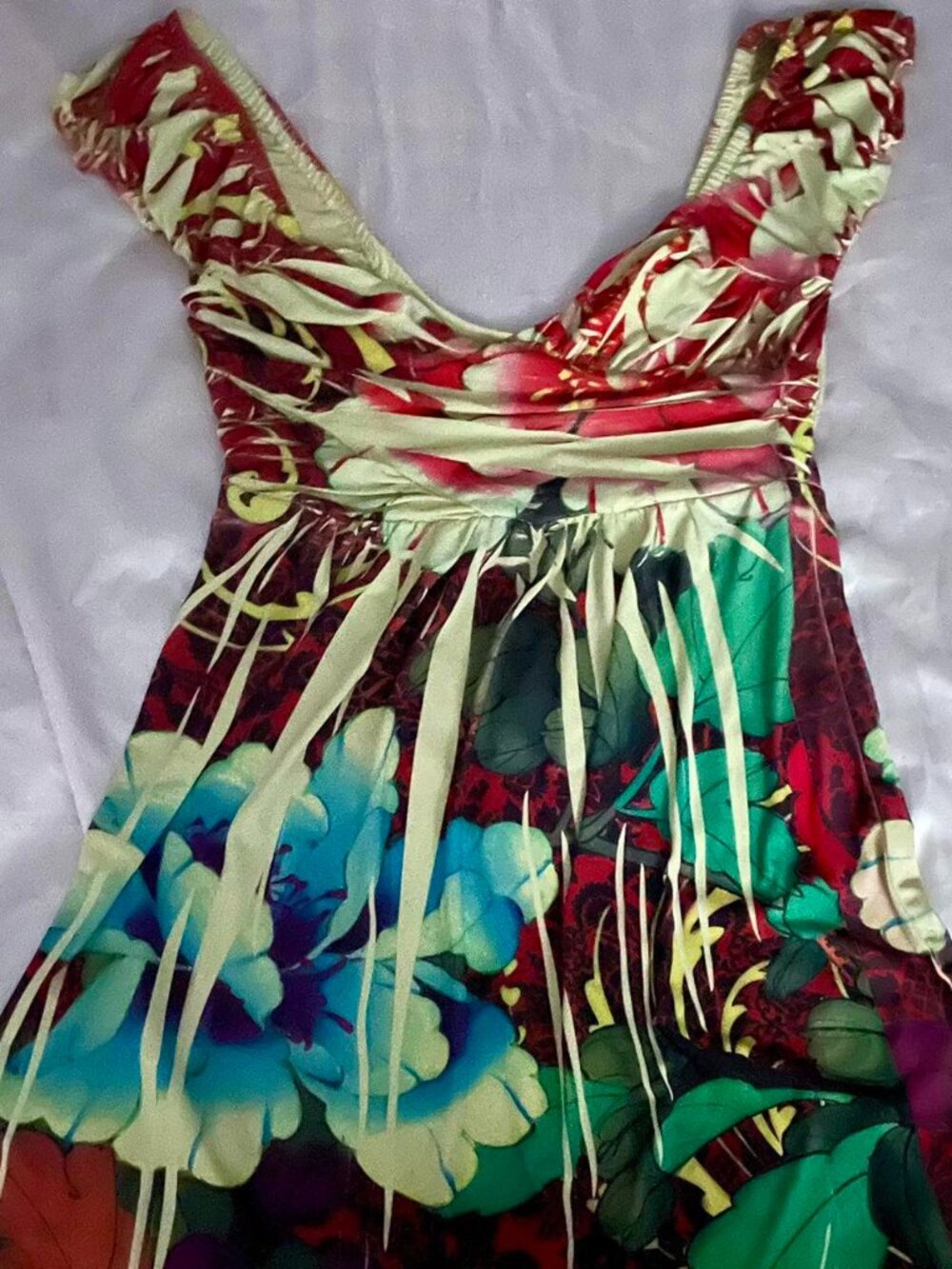 y2k grunge floral burn out printed short sleeve dress